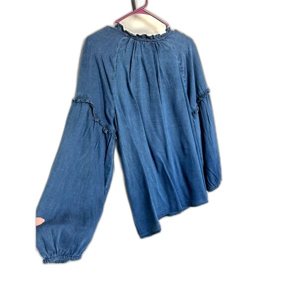 OLD NAVY Denim Chambray Balloon Sleeve Blouse Women's Size M - Picture 4 of 6